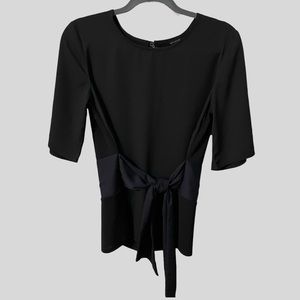 Ann Taylor—black short sleeve blouse with tie